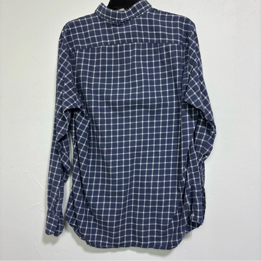 Banana Republic Tailored Slim Fit Men's Large Flannel Plaid Blue Long Sleeve